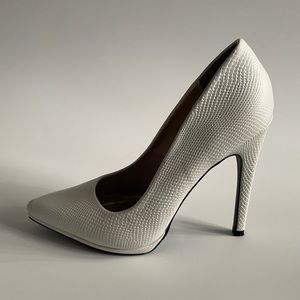 CR White Snakeskin Heels